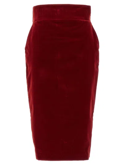 Alexandre Vauthier High-waisted Cotton Pencil Skirt In Red