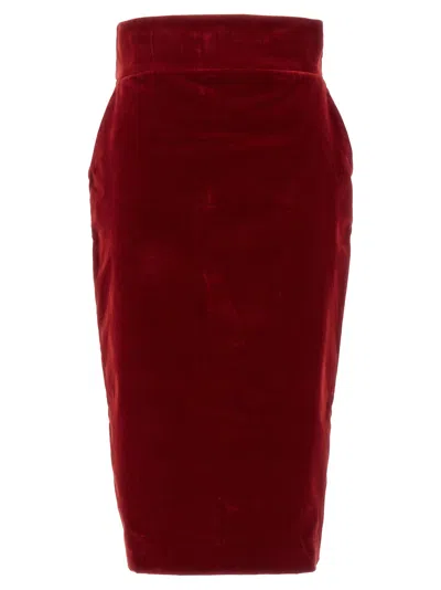Alexandre Vauthier Velvet Midi Skirt Skirts Red