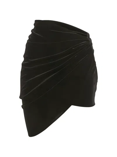 Pre-owned Alexandre Vauthier Velvet-texture Asymmetric Mini Skirt In Black