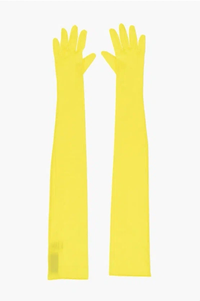 Alexandre Vauthier Viscose Colour Block Opera Gloves In Yellow