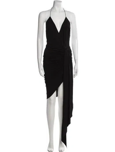 Pre-owned Alexandre Vauthier V-neck Knee-length Dress In Black