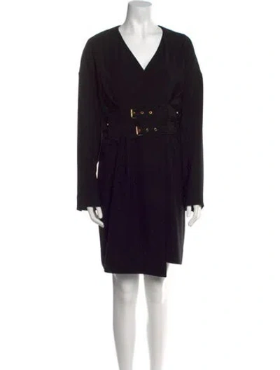 Pre-owned Alexandre Vauthier V-neck Knee-length Dress In Black