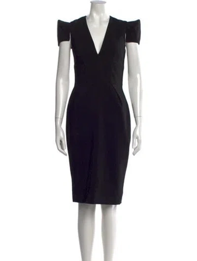 Pre-owned Alexandre Vauthier V-neck Knee-length Dress In Black