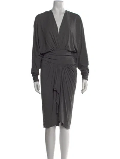 Pre-owned Alexandre Vauthier V-neck Knee-length Dress In Gray