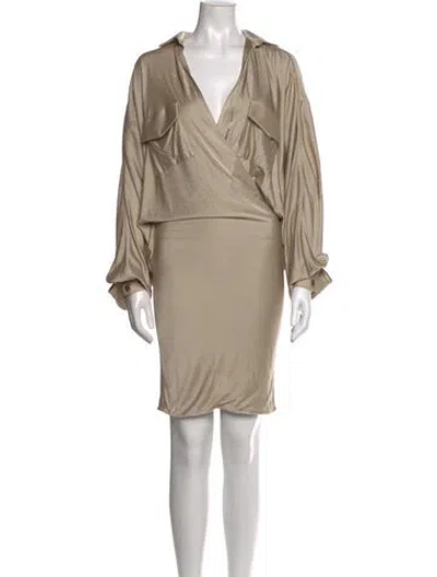 Pre-owned Alexandre Vauthier V-neck Knee-length Dress In Neutral