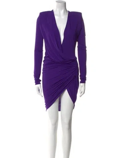 Pre-owned Alexandre Vauthier V-neck Knee-length Dress In Purple