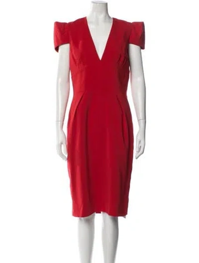 Pre-owned Alexandre Vauthier V-neck Knee-length Dress In Red