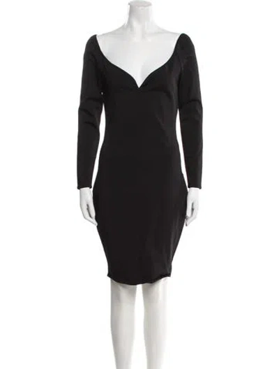 Pre-owned Alexandre Vauthier V-neck Knee-length Dress W/ Tags In Black