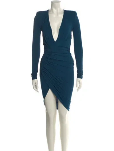 Pre-owned Alexandre Vauthier V-neck Knee-length Dress W/ Tags In Blue