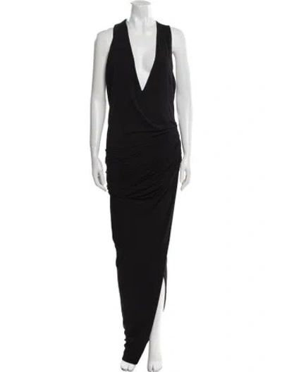 Pre-owned Alexandre Vauthier V-neck Long Dress In Black