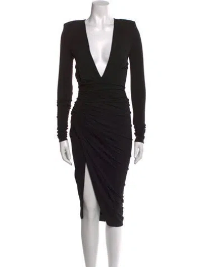 Pre-owned Alexandre Vauthier V-neck Long Dress In Black