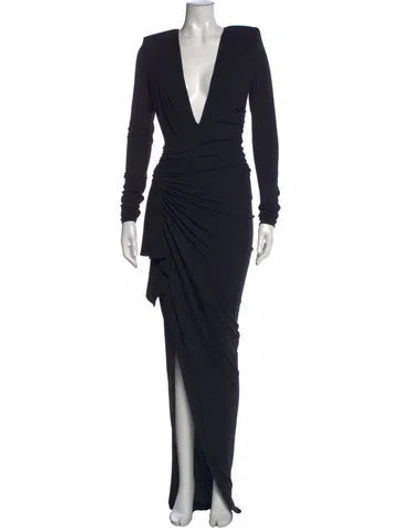 Pre-owned Alexandre Vauthier V-neck Long Dress In Black