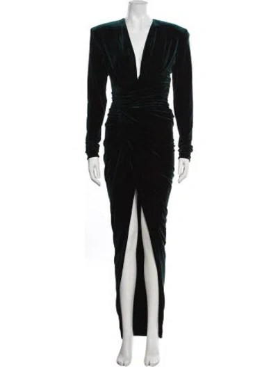 Pre-owned Alexandre Vauthier V-neck Long Dress In Black