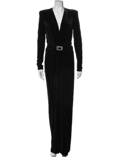 Pre-owned Alexandre Vauthier V-neck Long Dress In Black