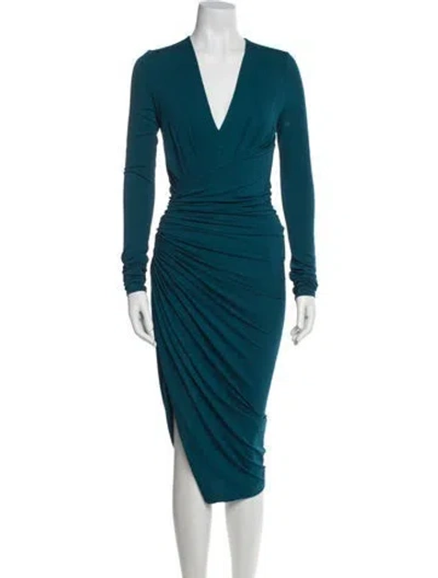 Pre-owned Alexandre Vauthier V-neck Long Dress In Blue