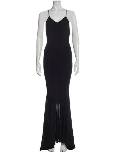 Pre-owned Alexandre Vauthier V-neck Long Dress In Blue