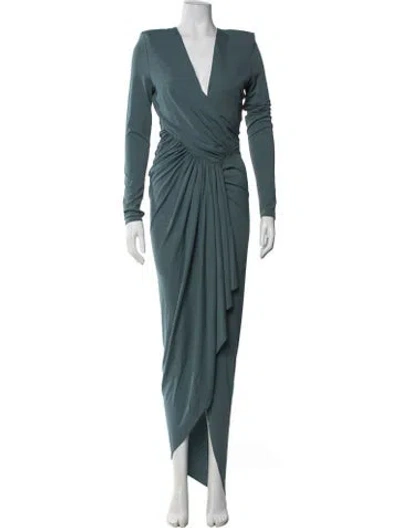 Pre-owned Alexandre Vauthier V-neck Long Dress In Blue