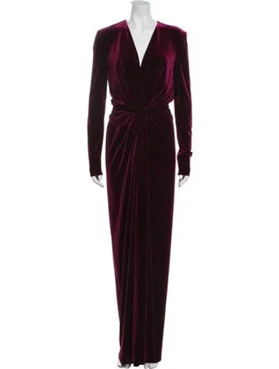 Pre-owned Alexandre Vauthier V-neck Long Dress In Burgundy