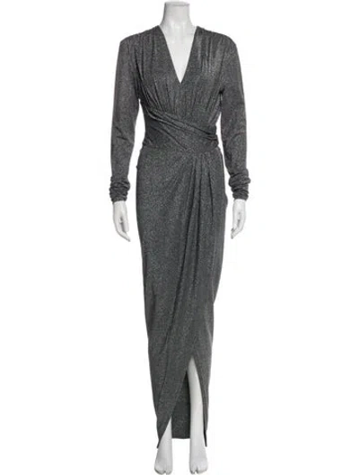 Pre-owned Alexandre Vauthier V-neck Long Dress In Gray