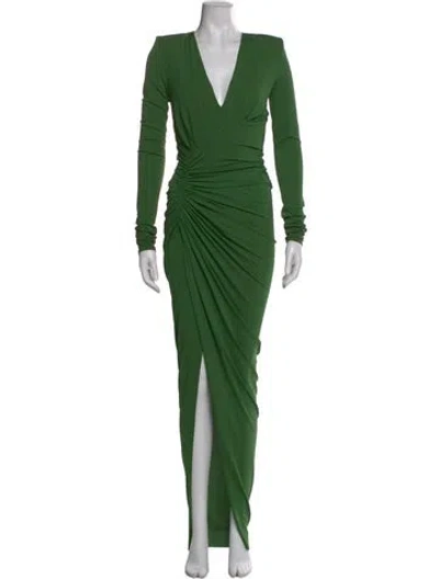 Pre-owned Alexandre Vauthier V-neck Long Dress In Green