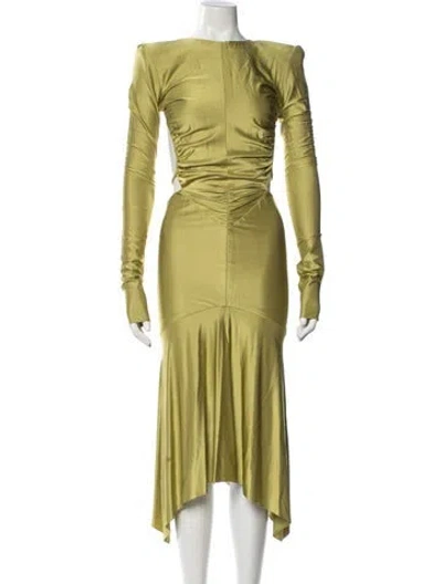 Pre-owned Alexandre Vauthier V-neck Long Dress In Green