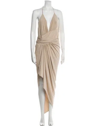 Pre-owned Alexandre Vauthier V-neck Long Dress In Neutral