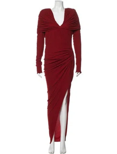 Pre-owned Alexandre Vauthier V-neck Long Dress In Orange