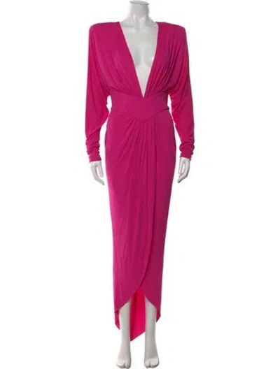 Pre-owned Alexandre Vauthier V-neck Long Dress In Purple