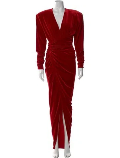 Pre-owned Alexandre Vauthier V-neck Long Dress In Red