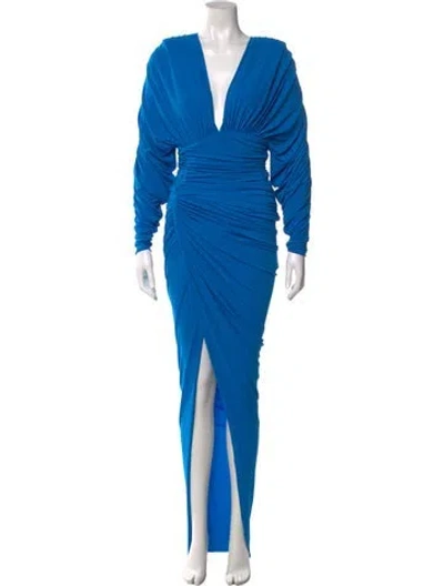 Pre-owned Alexandre Vauthier V-neck Long Dress W/ Tags In Blue