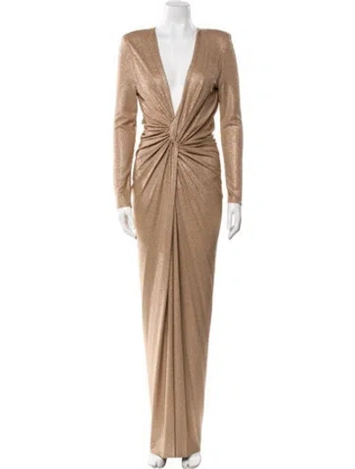 Pre-owned Alexandre Vauthier V-neck Long Dress W/ Tags In Neutral