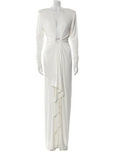 Pre-owned Alexandre Vauthier V-neck Long Dress W/ Tags In White
