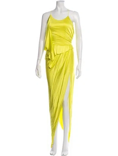 Pre-owned Alexandre Vauthier V-neck Long Dress W/ Tags In Yellow