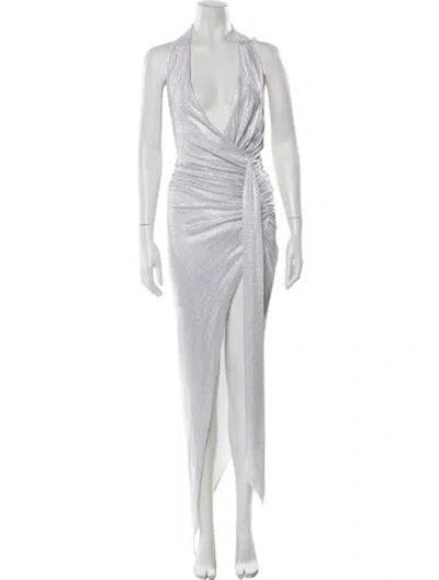 Pre-owned Alexandre Vauthier V-neck Long Dress In White