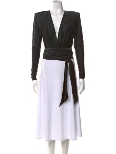 Pre-owned Alexandre Vauthier V-neck Long Sleeve Blouse W/ Tags In Black