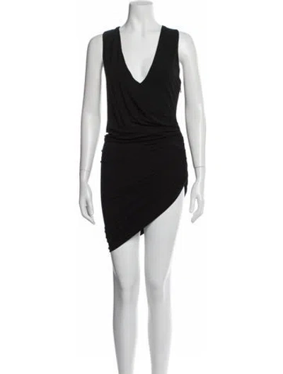 Pre-owned Alexandre Vauthier V-neck Midi Length Dress In Black