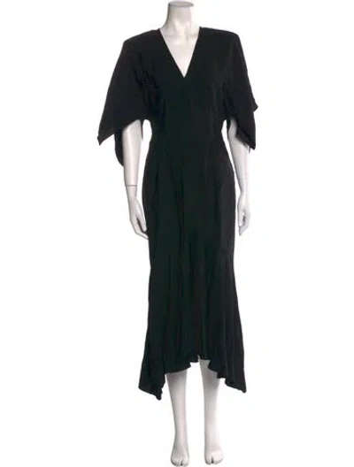 Pre-owned Alexandre Vauthier V-neck Midi Length Dress In Black