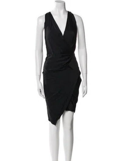 Pre-owned Alexandre Vauthier V-neck Midi Length Dress In Black