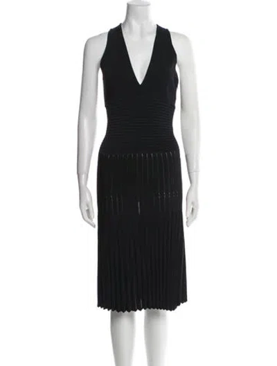 Pre-owned Alexandre Vauthier V-neck Midi Length Dress In Black