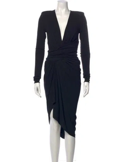 Pre-owned Alexandre Vauthier V-neck Midi Length Dress In Black