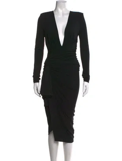 Pre-owned Alexandre Vauthier V-neck Midi Length Dress In Black
