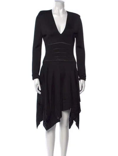 Pre-owned Alexandre Vauthier V-neck Midi Length Dress In Black