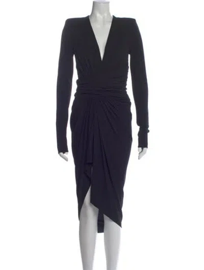 Pre-owned Alexandre Vauthier V-neck Midi Length Dress In Blue