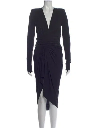 Pre-owned Alexandre Vauthier V-neck Midi Length Dress In Blue