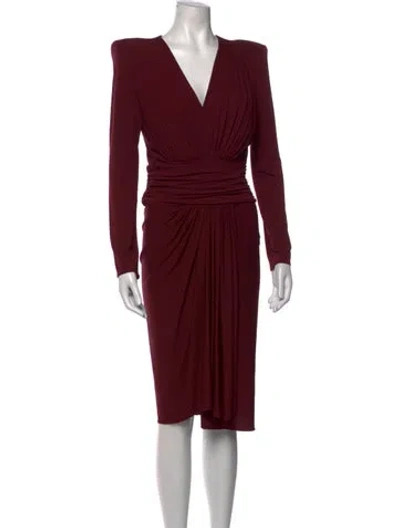Pre-owned Alexandre Vauthier V-neck Midi Length Dress In Burgundy