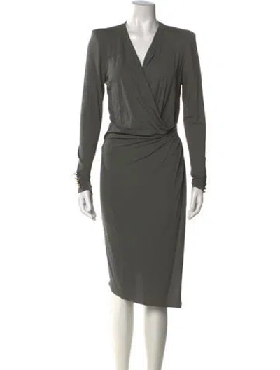 Pre-owned Alexandre Vauthier V-neck Midi Length Dress In Green