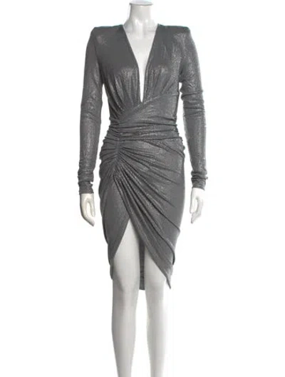 Pre-owned Alexandre Vauthier V-neck Midi Length Dress In Grey/silver