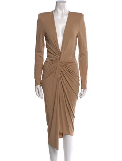 Pre-owned Alexandre Vauthier V-neck Midi Length Dress In Neutral