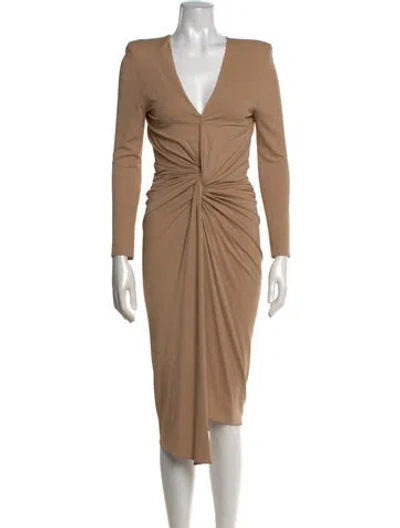 Pre-owned Alexandre Vauthier V-neck Midi Length Dress In Neutrals