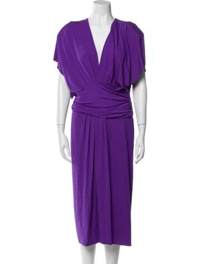 Pre-owned Alexandre Vauthier V-neck Midi Length Dress In Purple
